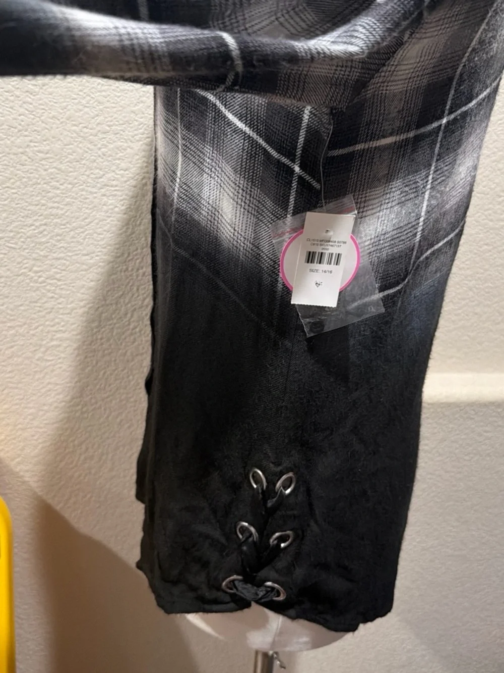 Justice Black & Gray Ombre Plaid Button-Down Shirt